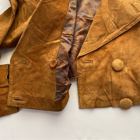 Vintage 1970s Wilsons Leather Camel Suede Cropped Waistcoat Size Large Rare Find - Picture 12 of 16